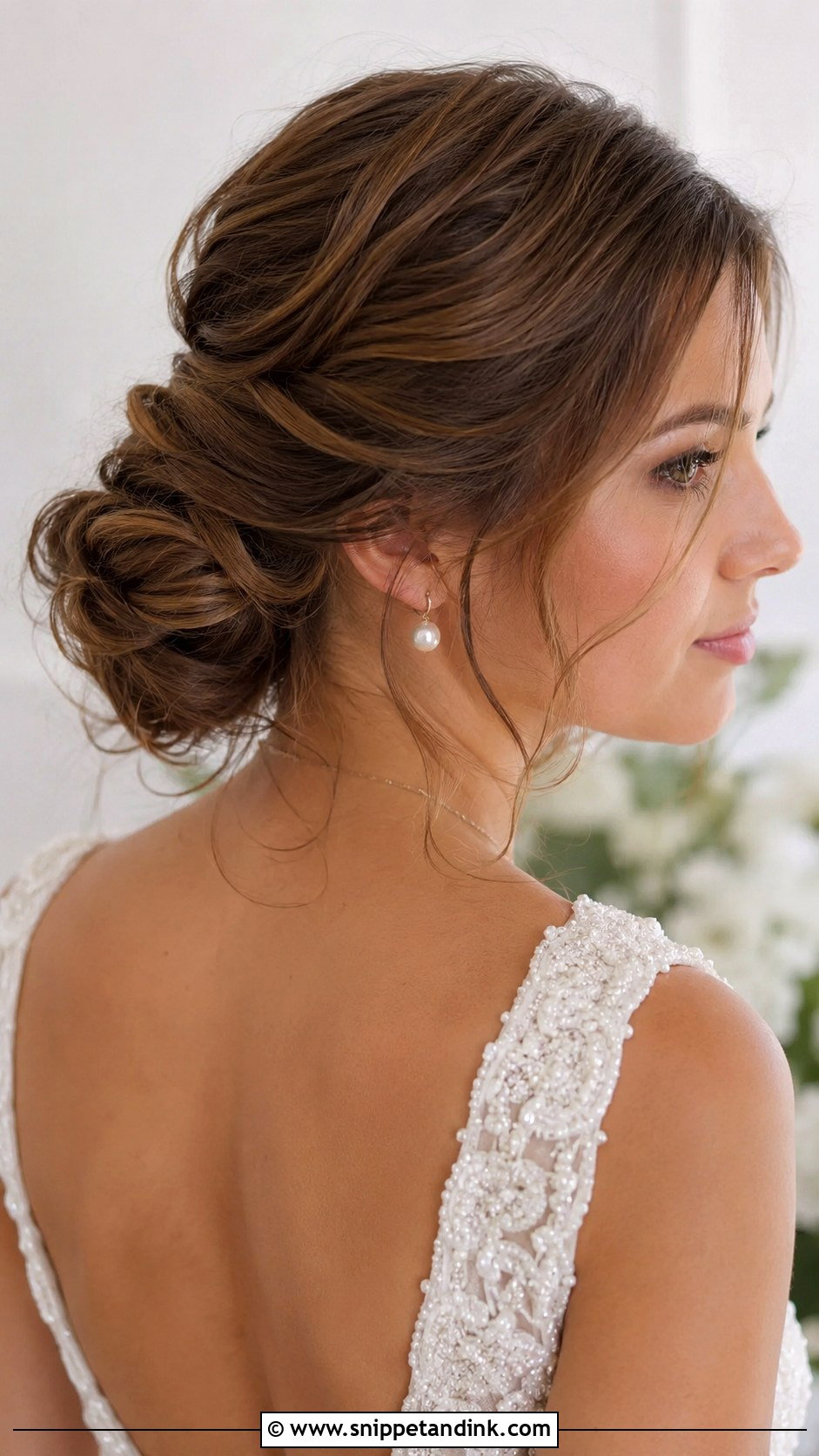 Low Twisted Chignon for Short Hair - Snippet and Ink - 20 Short Updo Wedding Hairstyles