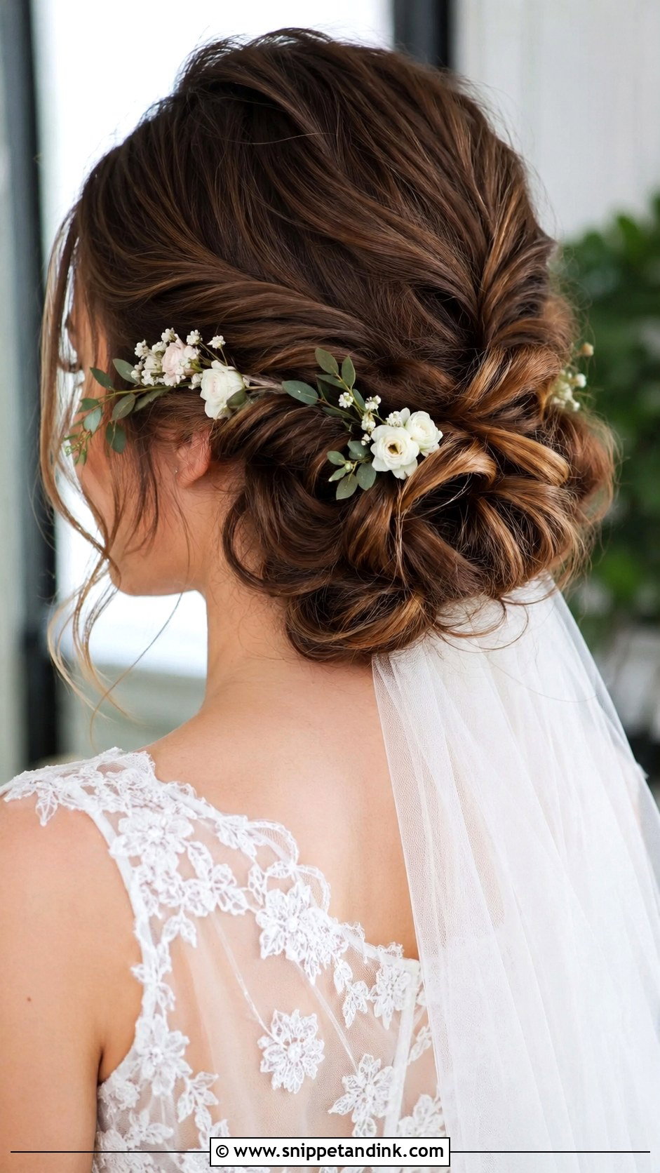 Low Twisted Updo - Snippet and Ink - 25 Medium Length Wedding Hairstyles