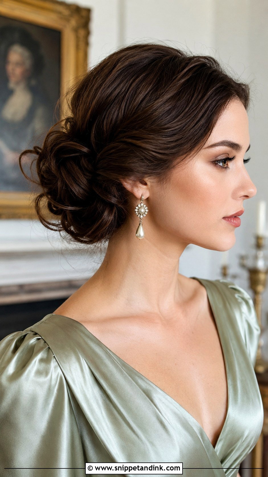 Low Twisted Updo With Side Part - Snippet and Ink - 20 Low Up Do Wedding Hair Ideas