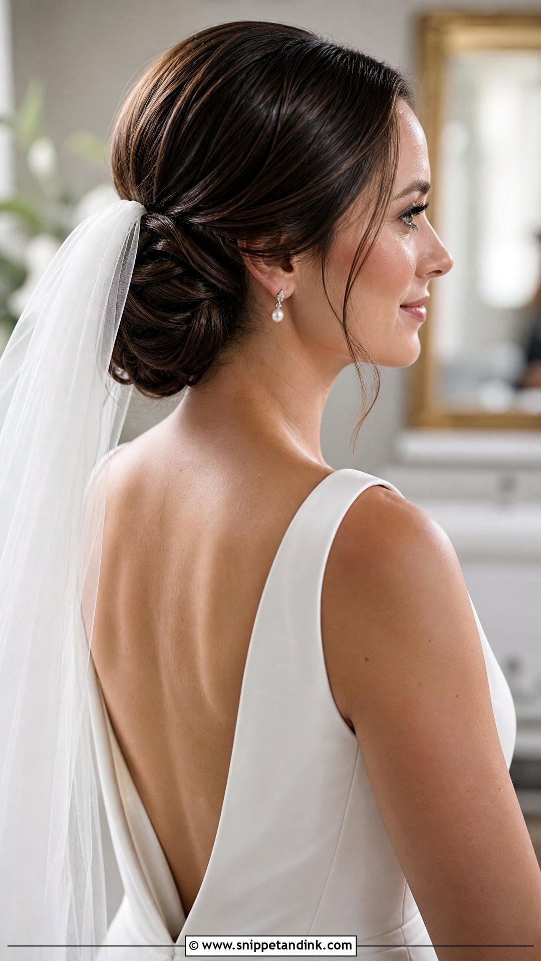 Low Updo For Bride With Veil - Snippet and Ink - 15 Bridal Hair Low Updo Ideas