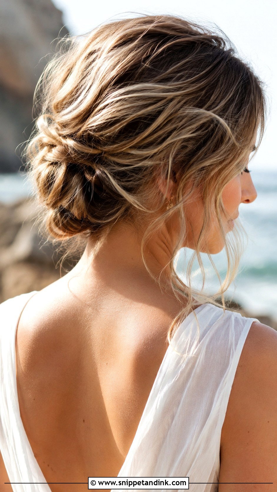 Low Updo With Loose Waves - Snippet and Ink - 20 Low Up Do Wedding Hair Ideas