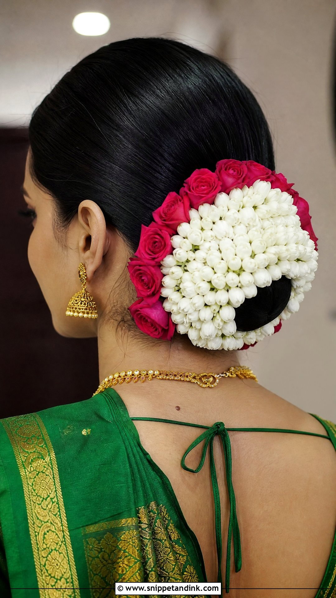 Low Veni Bun With Jasmine - Snippet and Ink - 20 Tamil Bridal Hairstyles