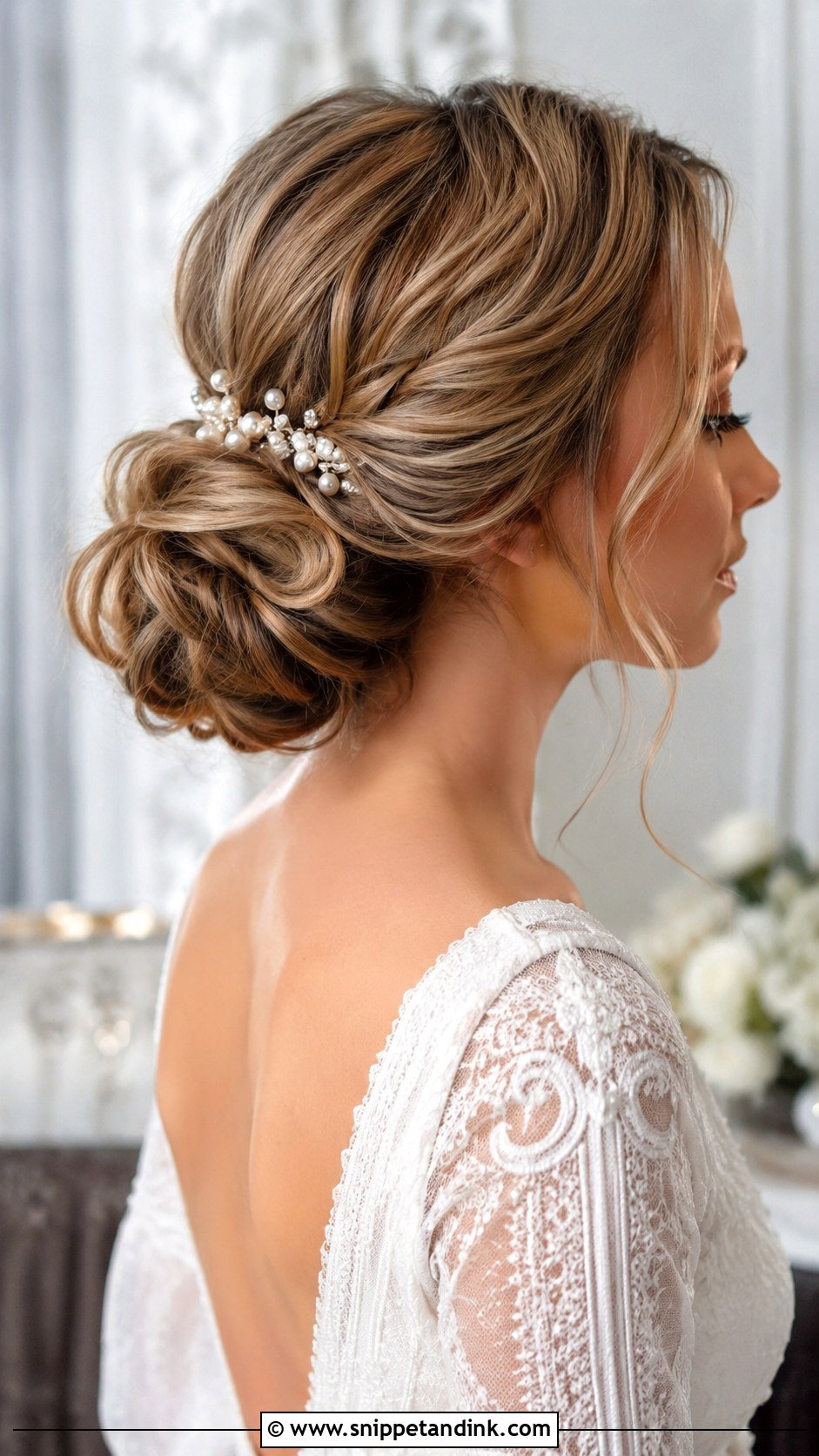 Low Wave Wedding Bun - Snippet and Ink - 15 Wave Hair Wedding Ideas