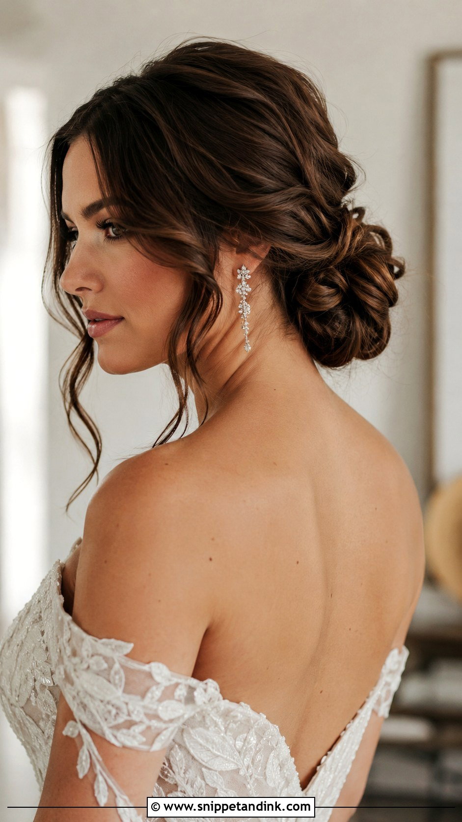 Low Wavy Bridal Bun - Snippet and Ink - 25 Beach Waves Wedding Hair