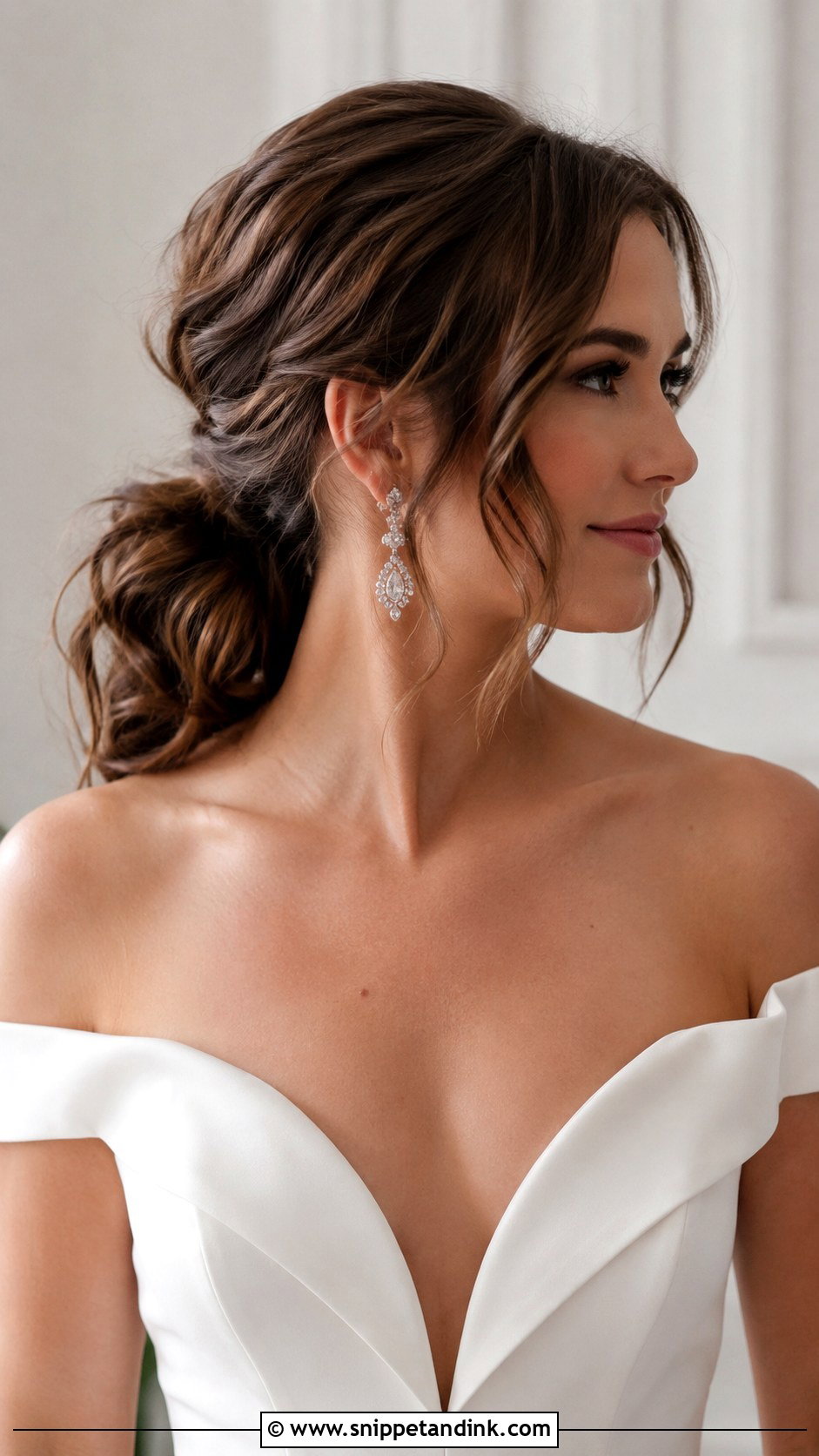 Low Wavy Bridal Ponytail - Snippet and Ink - 20 Long Wavy Hairstyles for Wedding
