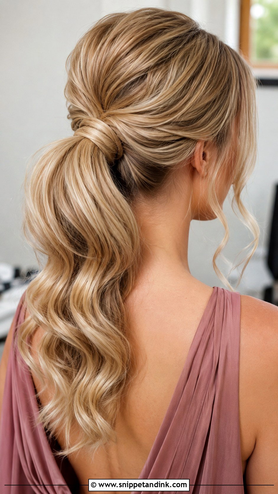 Low Wavy Ponytail Bridesmaid Hairstyle - Snippet and Ink - 30 Bridesmaid Hairstyles for Long Hair