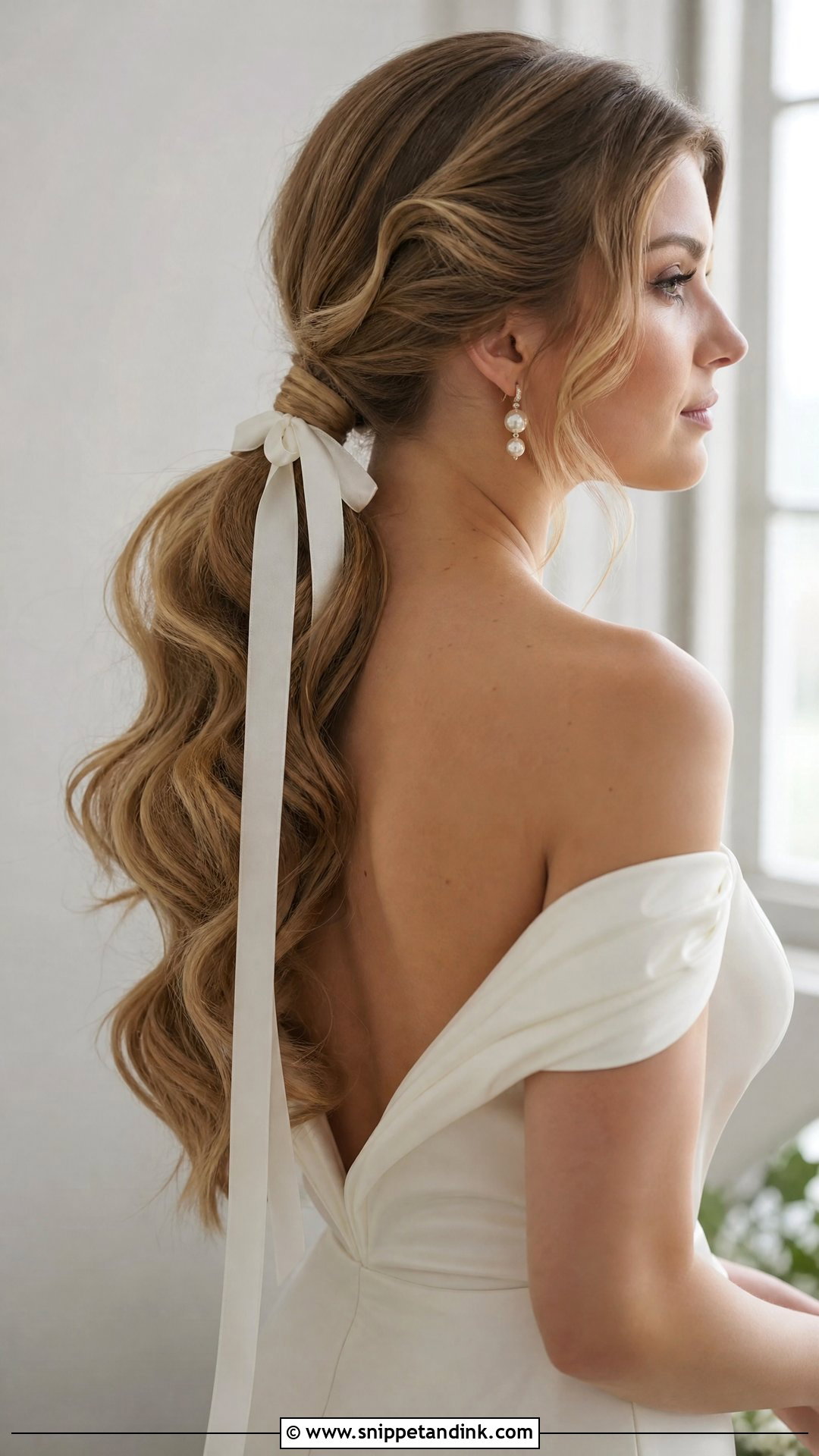Low Wavy Ponytail Wedding Hair - Snippet and Ink - 20 Wavy Hair Wedding Hairstyles