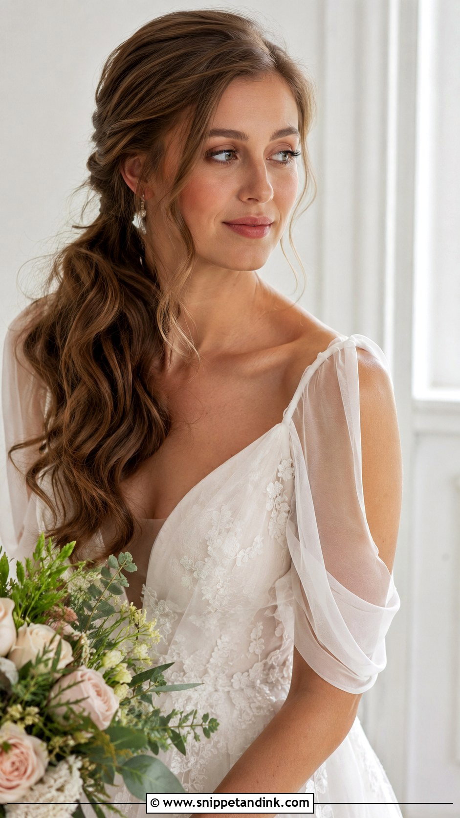 Low Wavy Ponytail Wedding Look - Snippet and Ink - 20 Fancy Ponytail Wedding Hairstyles