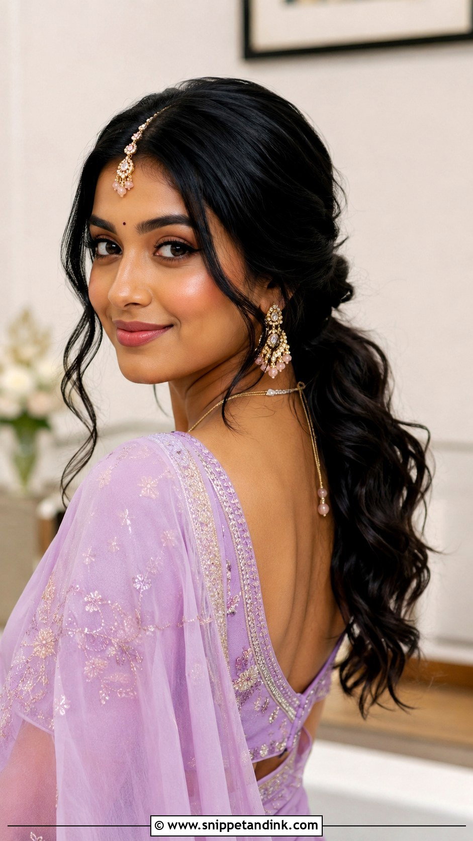Low Wavy Ponytail - Snippet and Ink - 30 Indian Wedding Pony Hairstyles