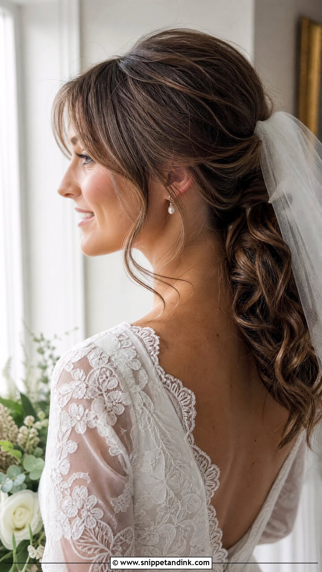 Low Wavy Romantic Ponytail - Snippet and Ink - 20 Party Pony Wedding Hairstyle Ideas