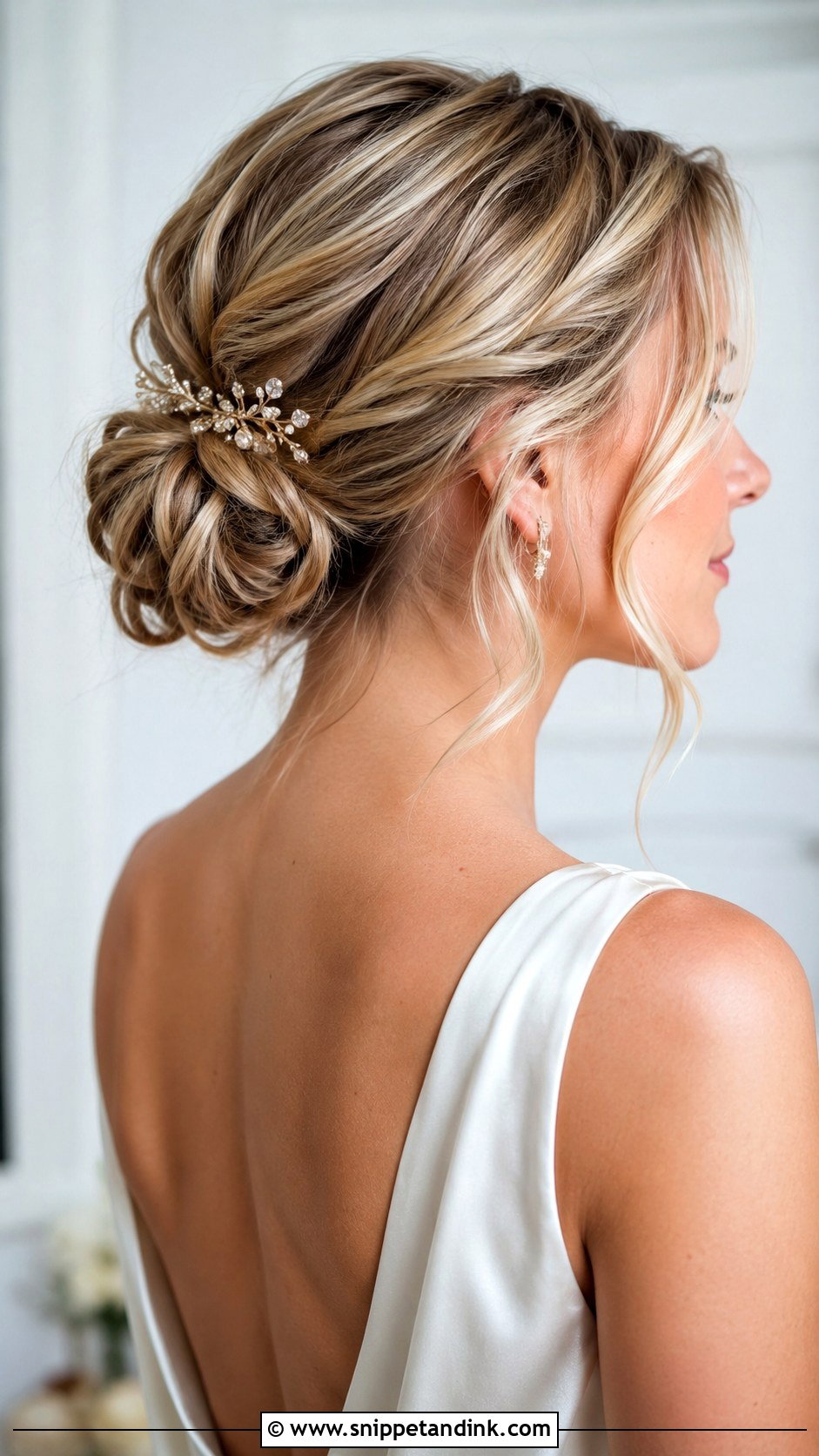 Low Wedding Bun For Short Hair - Snippet and Ink - 15 Wedding Buns for Short Hair