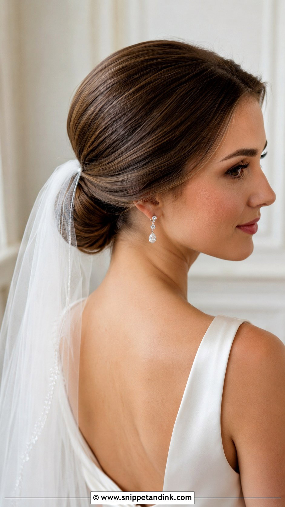 Low Wedding Bun With Veil - Snippet and Ink - 15 Low Wedding Hairstyles