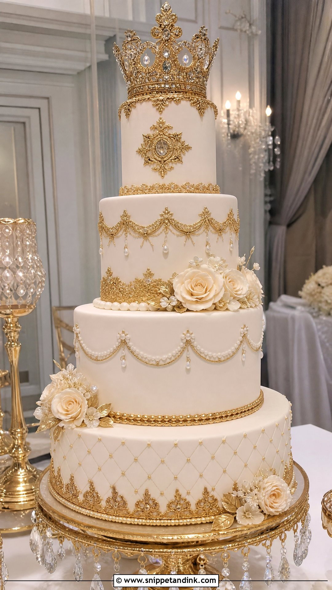 Luxury Crown Wedding Cake - Snippet and Ink - 35 Crown Cake Ideas for Wedding