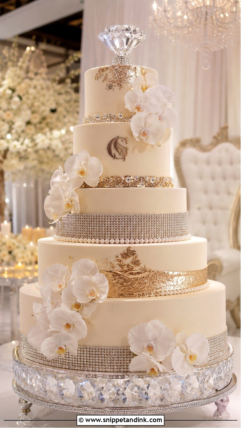 Luxury Diamond Wedding Cake - Snippet and Ink - 25 Diamond Bling Wedding Cakes