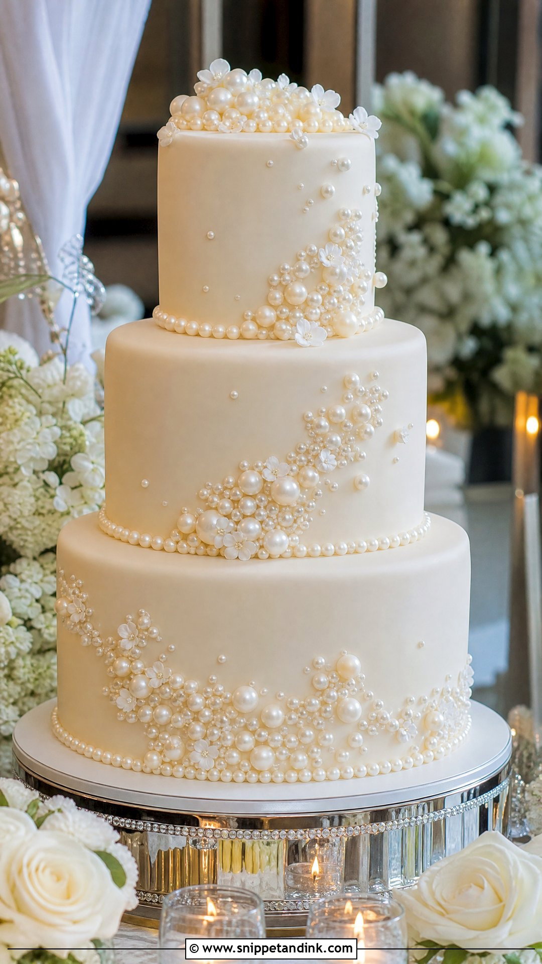 Luxury Pearl Wedding Cake - Snippet and Ink - 25 Luxury Wedding Cake Ideas