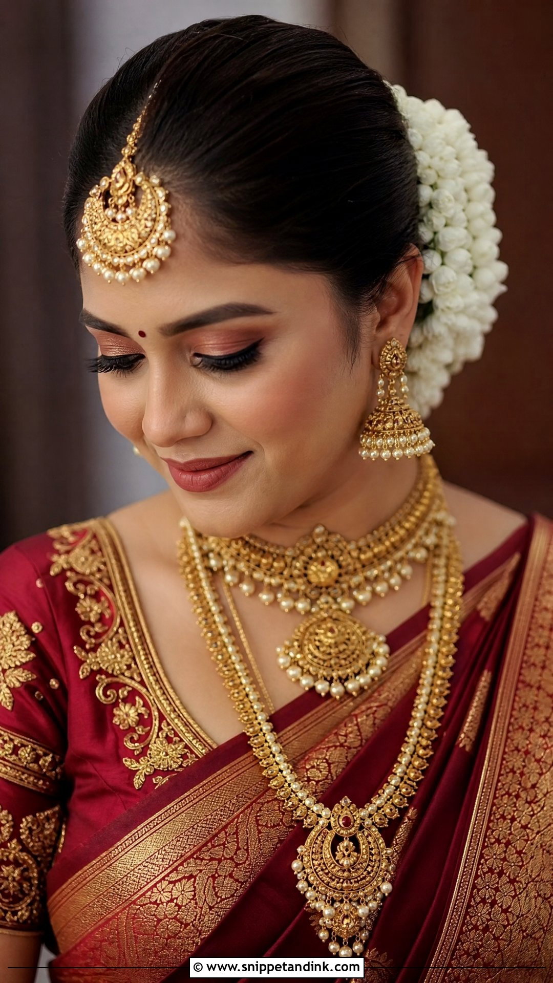 Maang Tikka And Gajra Combination - Snippet and Ink - 20 Hair Gajra Ideas