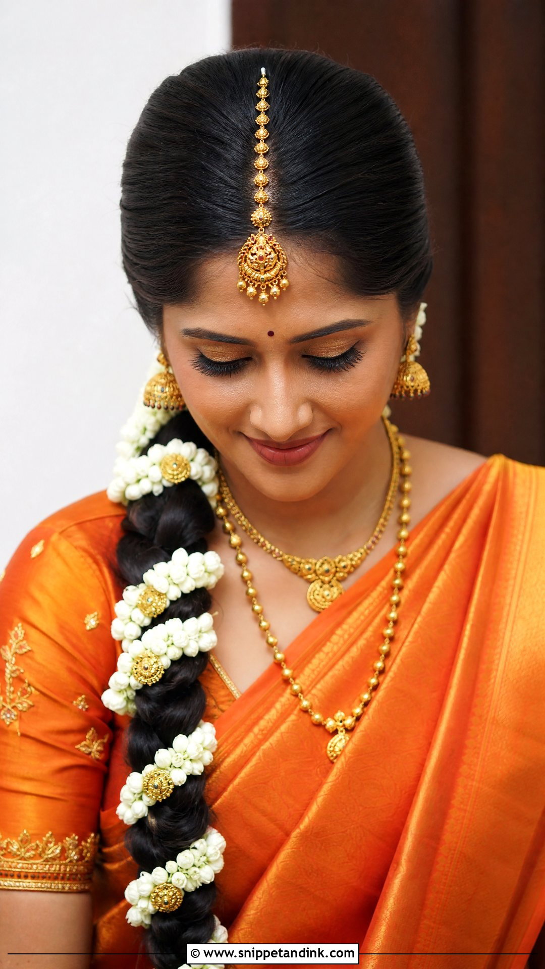 Maang Tikka Braid Hairstyle - Snippet and Ink - 20 Bridal Muhurtham Hairstyle Ideas