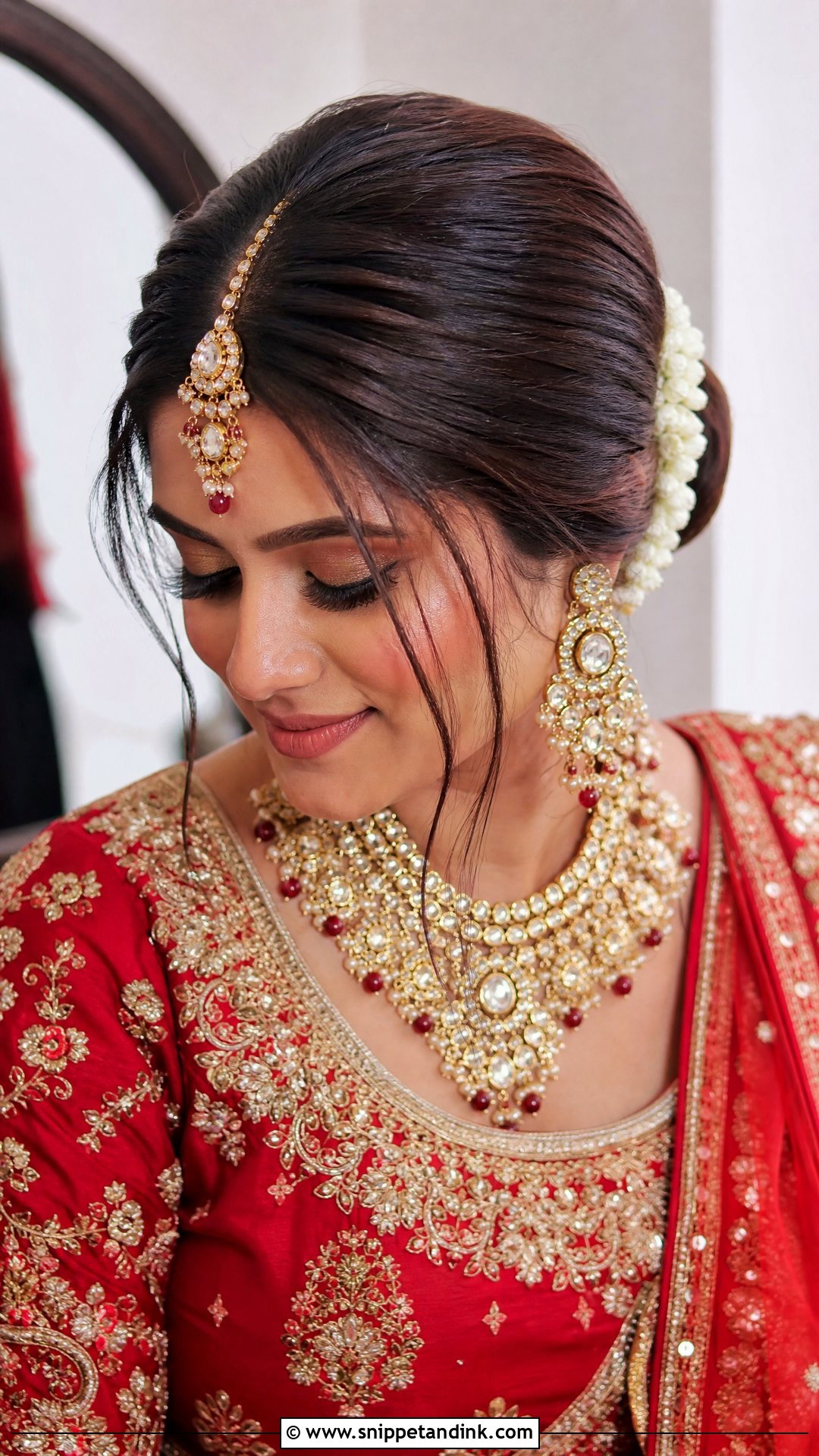 Maang Tikka Bridal Bun - Snippet and Ink - 15 Hair Accessories Indian Wedding Ideas