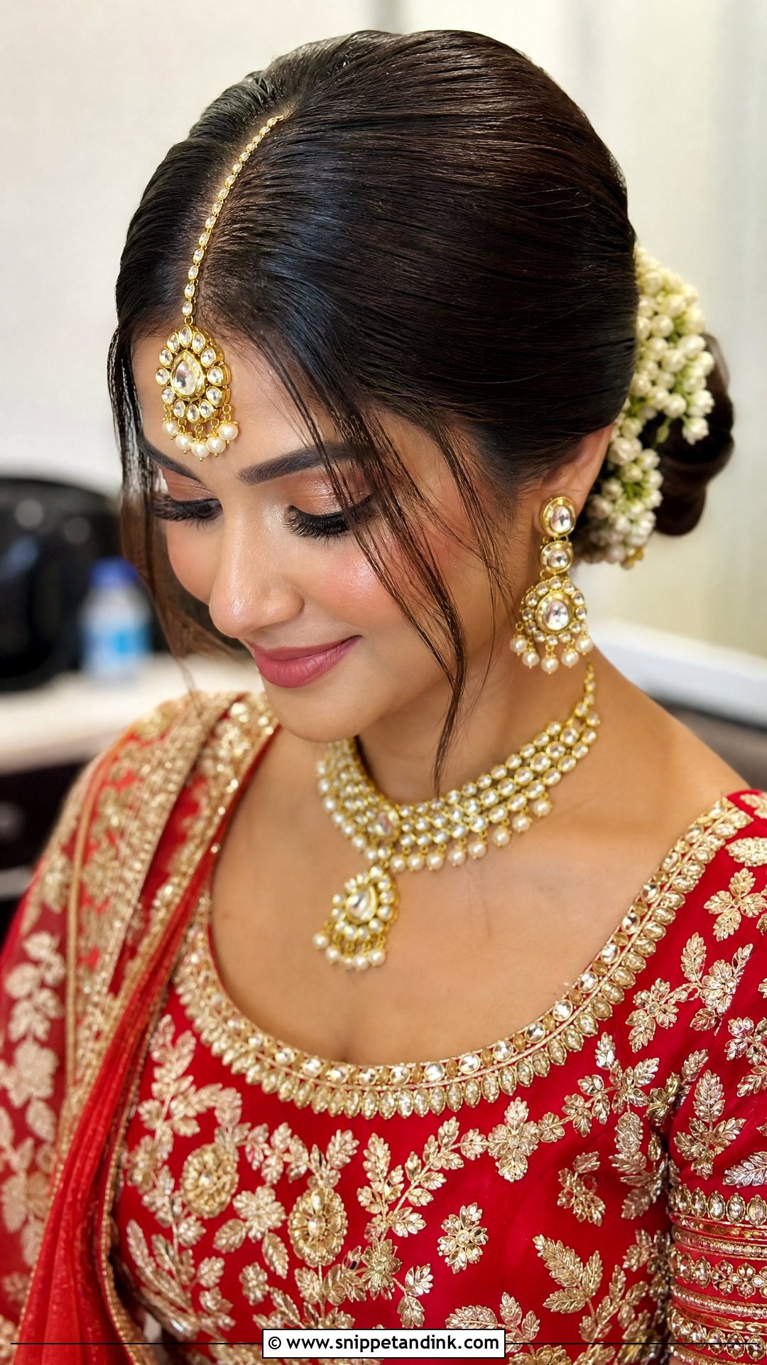 Maang Tikka Bridal Bun - Snippet and Ink - 15 Hair Accessories for Women Indian Wedding Ideas