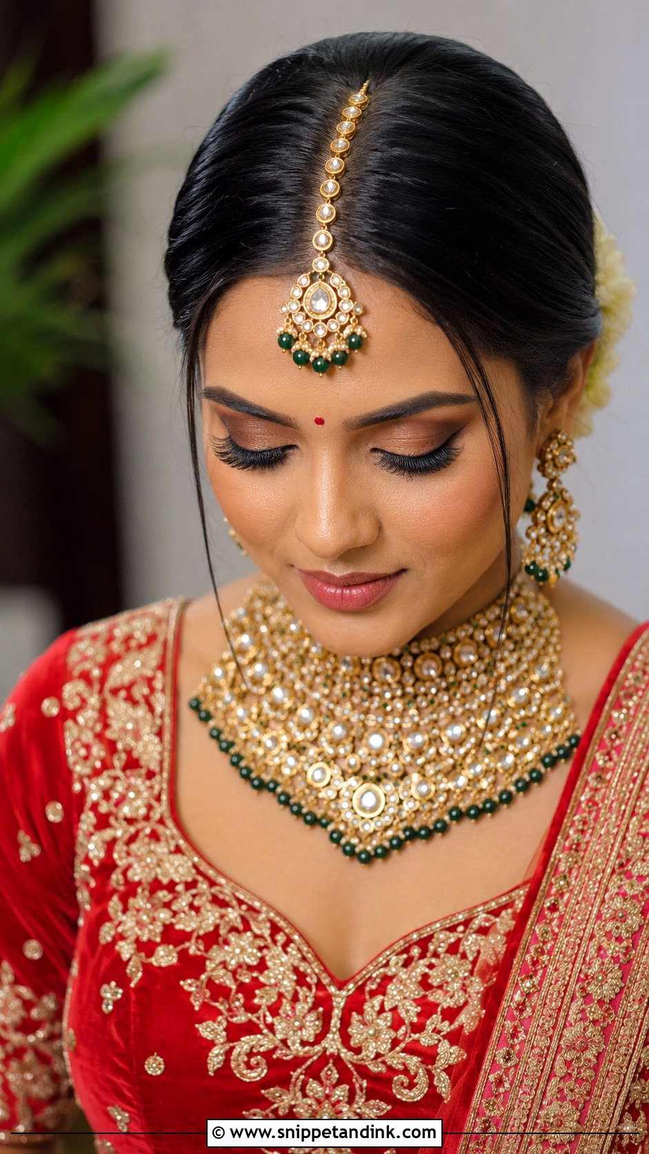 Maang Tikka Bun - Snippet and Ink - 25 Indian Weddings Bridal Hairstyles