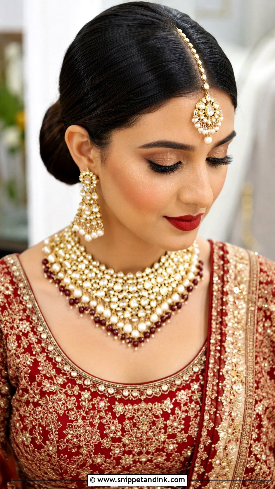 Maang Tikka Bun Hairstyle - Snippet and Ink - 25 Indian Wedding Hair Ideas