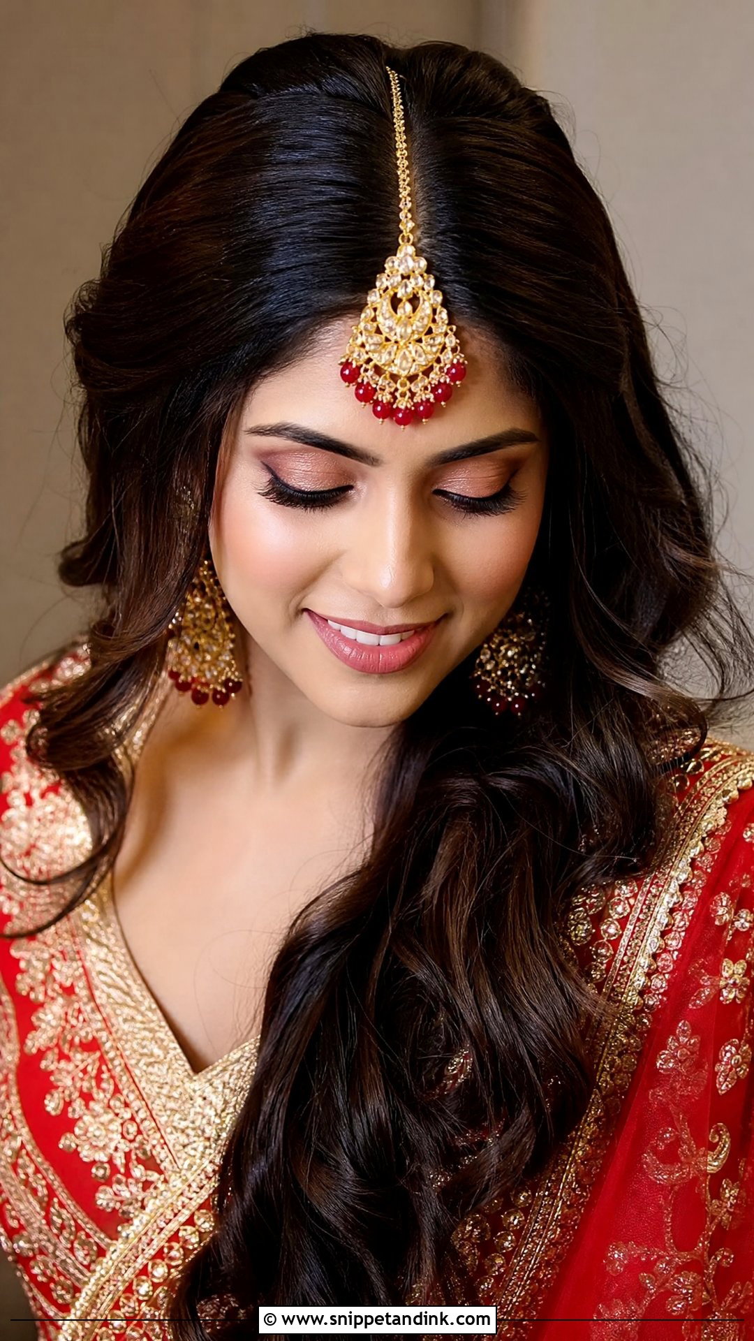 Maang Tikka Front Hairstyle For Open Hair - Snippet and Ink - 15 Front Hairstyles Indian Wedding for Open Hair