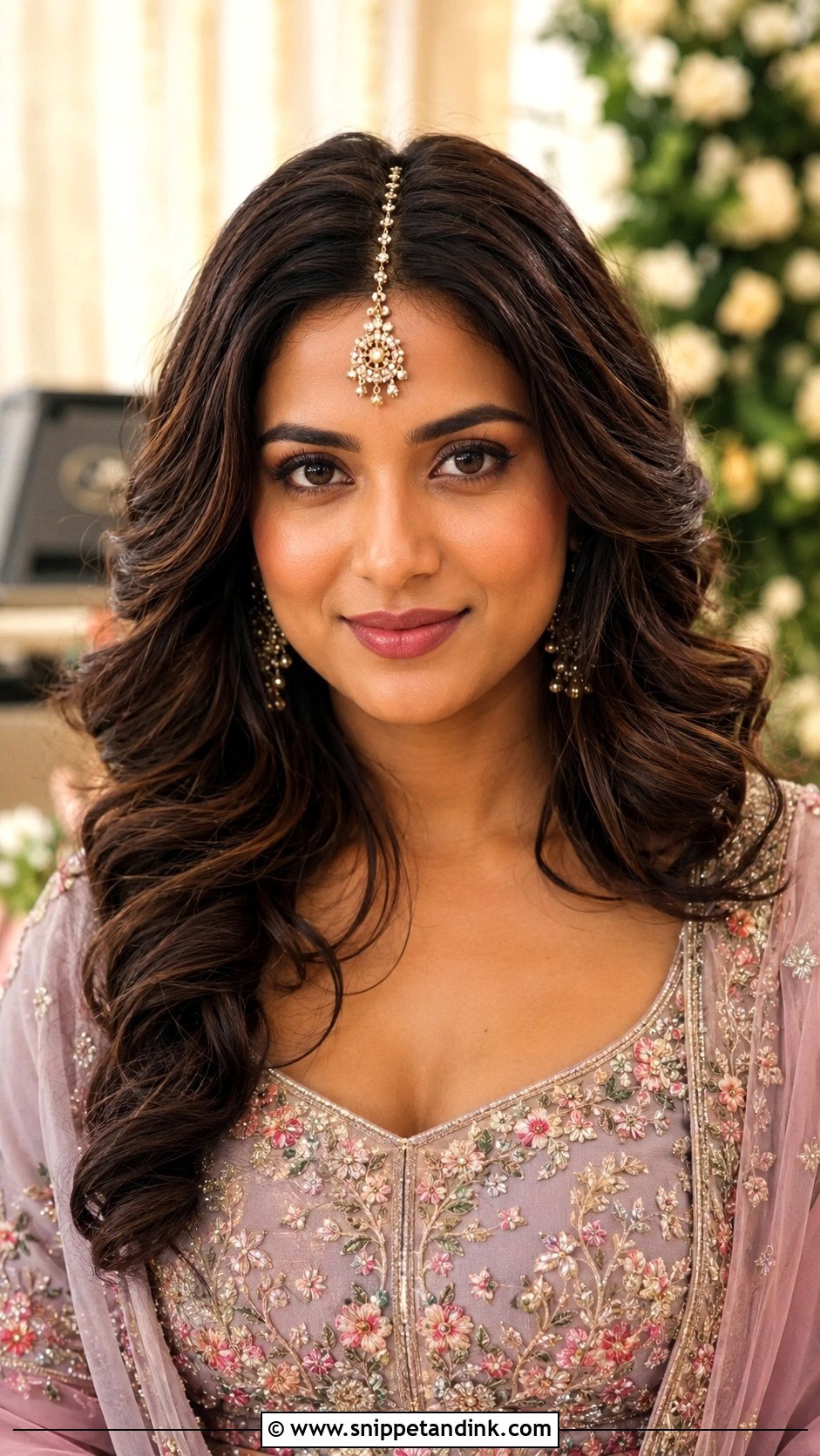 Maang Tikka Hairstyle For Wedding Guest - Snippet and Ink - 20 Hair Styles for Indian Wedding Guest