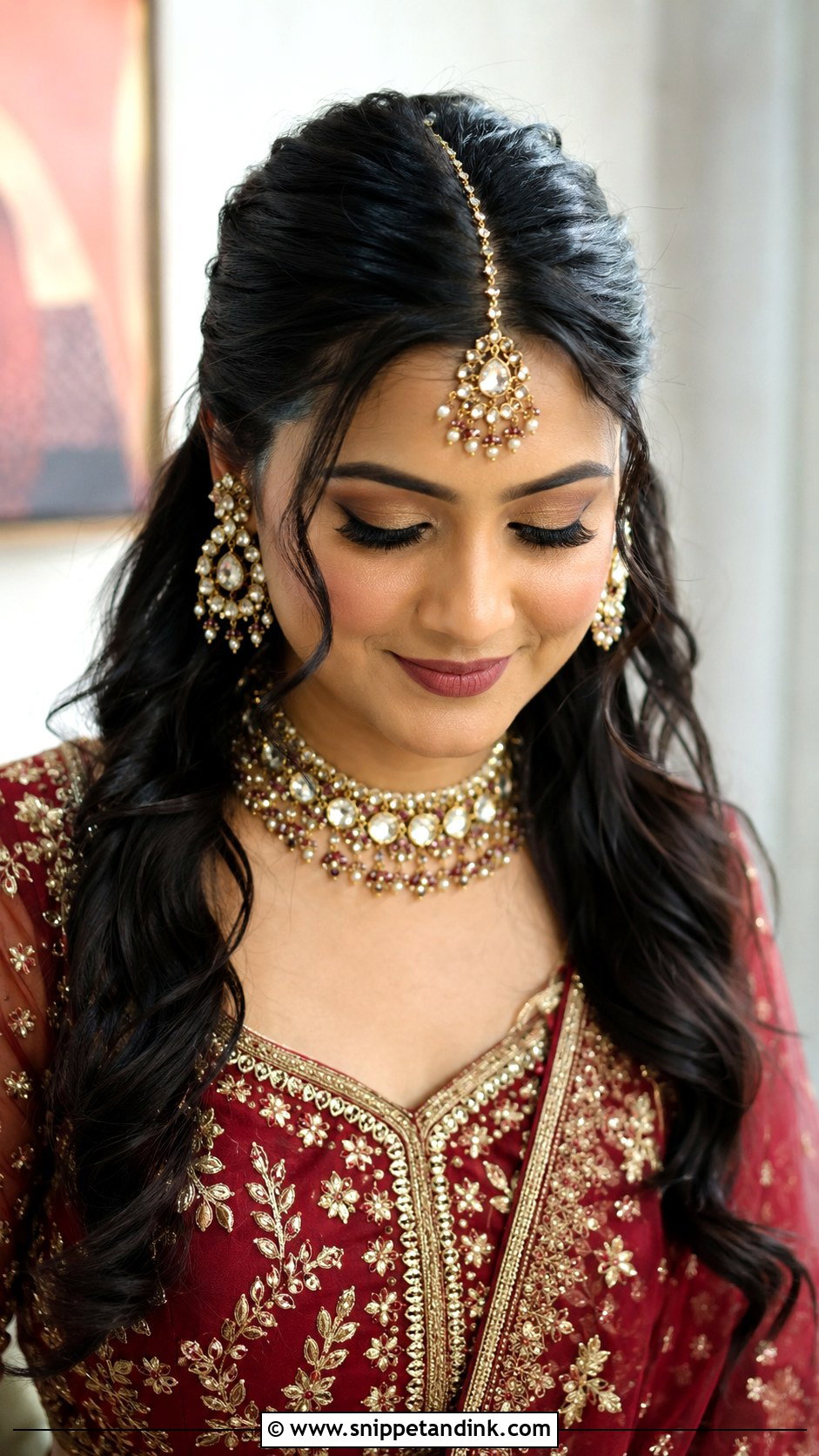 Maang Tikka Half Up Style - Snippet and Ink - 25 Shaadi Hairstyles