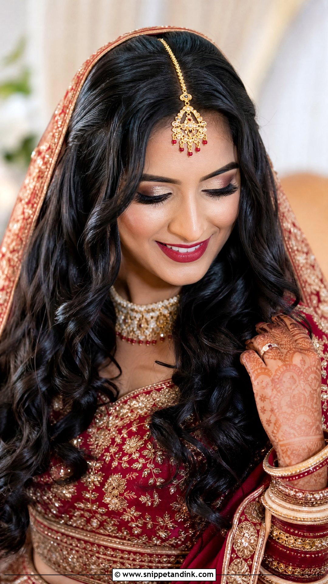 Maang Tikka Open Hair Wedding Hairstyle - Snippet and Ink - 15 Front Hairstyles for Open Hair Wedding