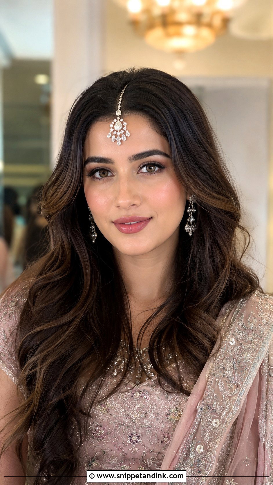 Maang Tikka Open Hair for Bride - Snippet and Ink - 20 Hairstyle for Indian Bride Ideas