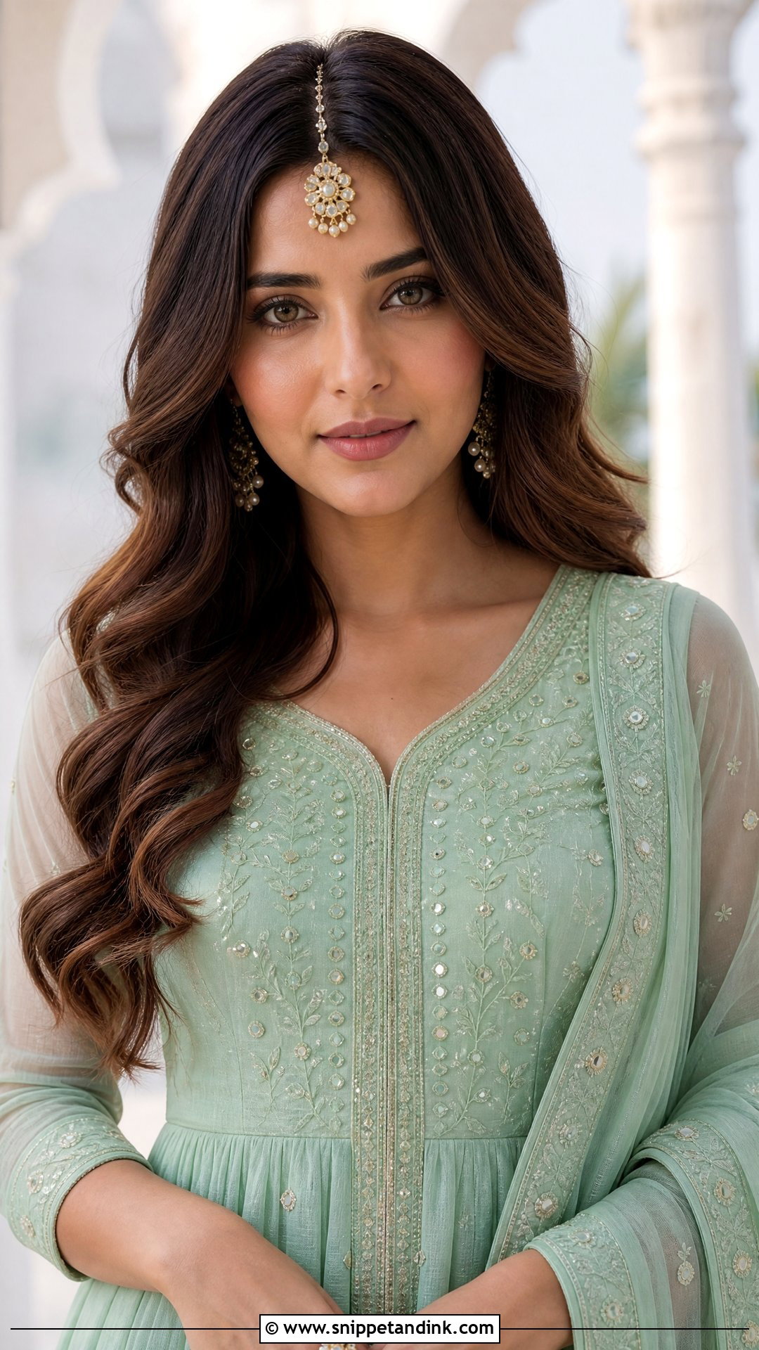Maang Tikka With Open Waves - Snippet and Ink - 20 Easy Self Indian Hairstyles for Wedding