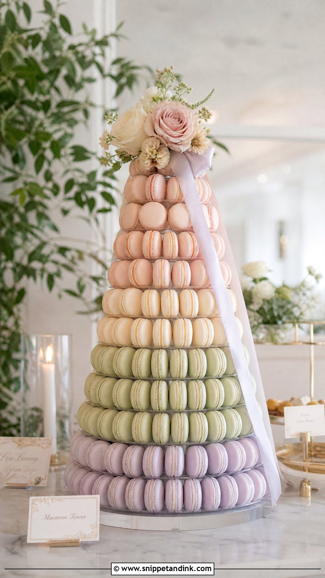 Macaron Tower - Snippet and Ink - 20 Wedding Dessert Ideas