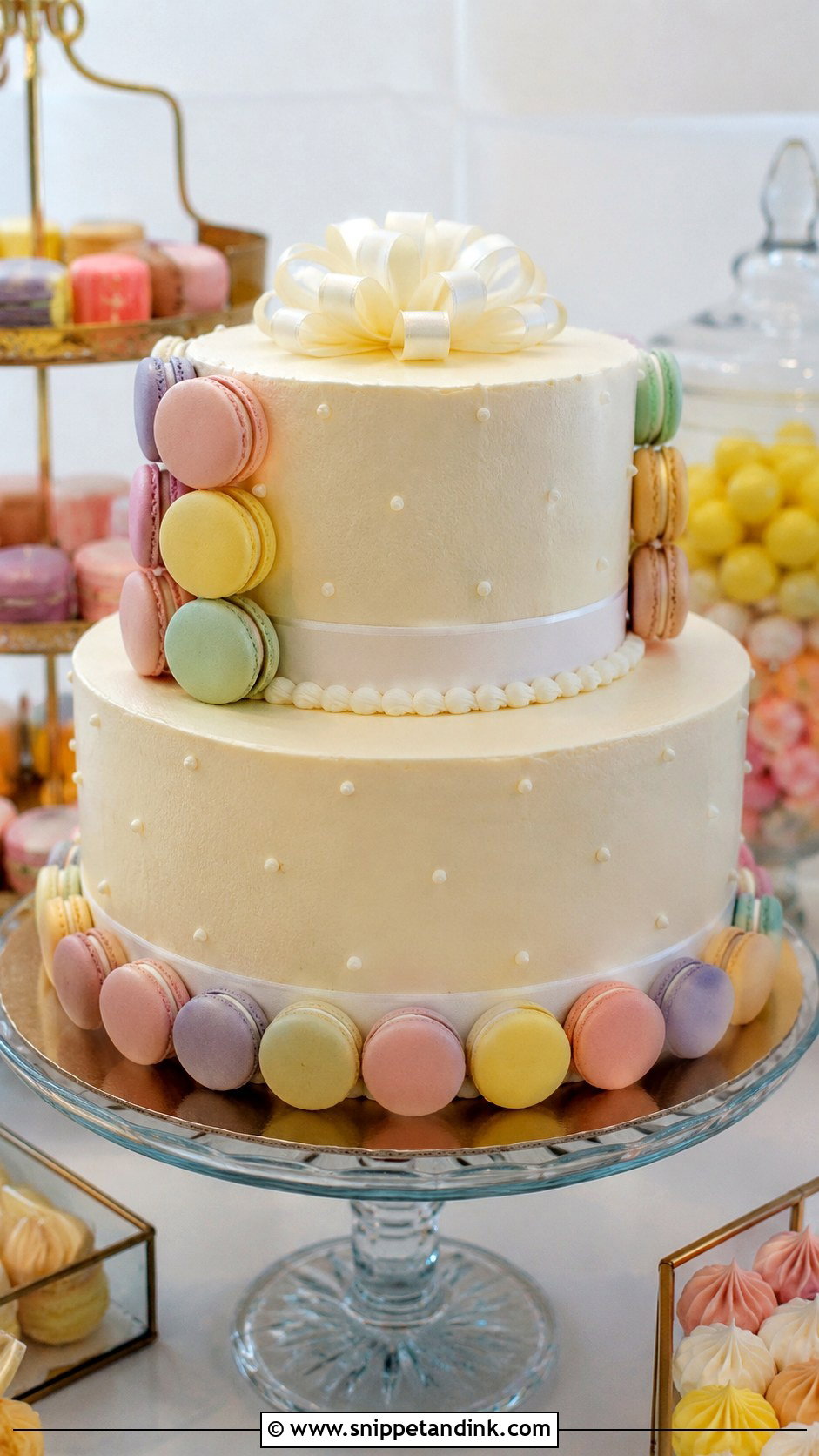 Macaron Wedding Cake - Snippet and Ink - 25 Wedding Cakes No Flowers