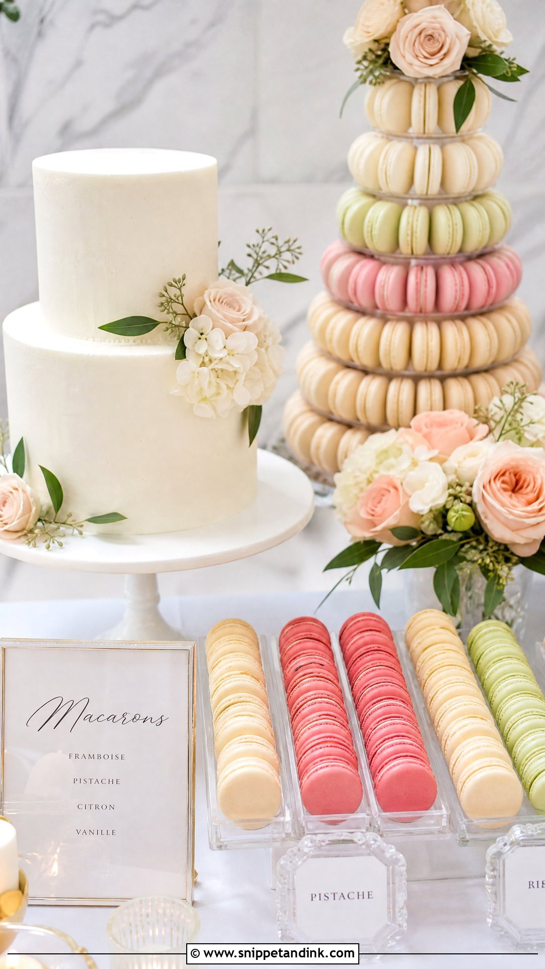 Macaron Wedding Dessert Table - Snippet and Ink - 20 Wedding Dessert Table Ideas
