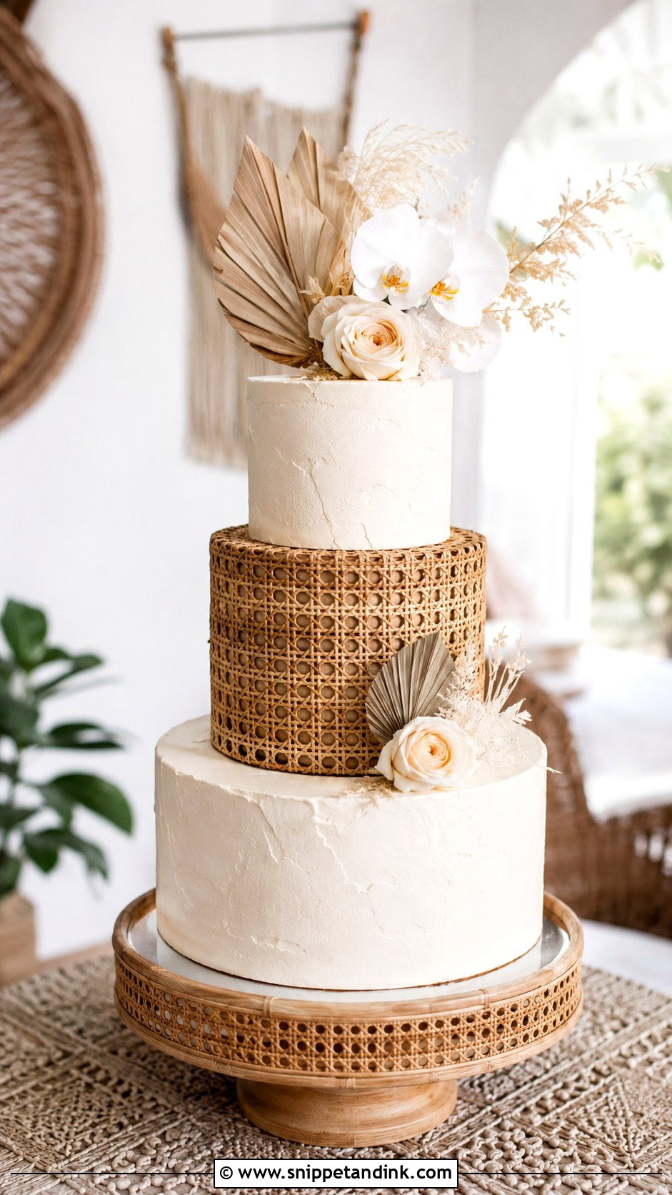 Macrame Wedding Cake With Coconut Texture - Snippet and Ink - 20 Macrame Wedding Cake Ideas