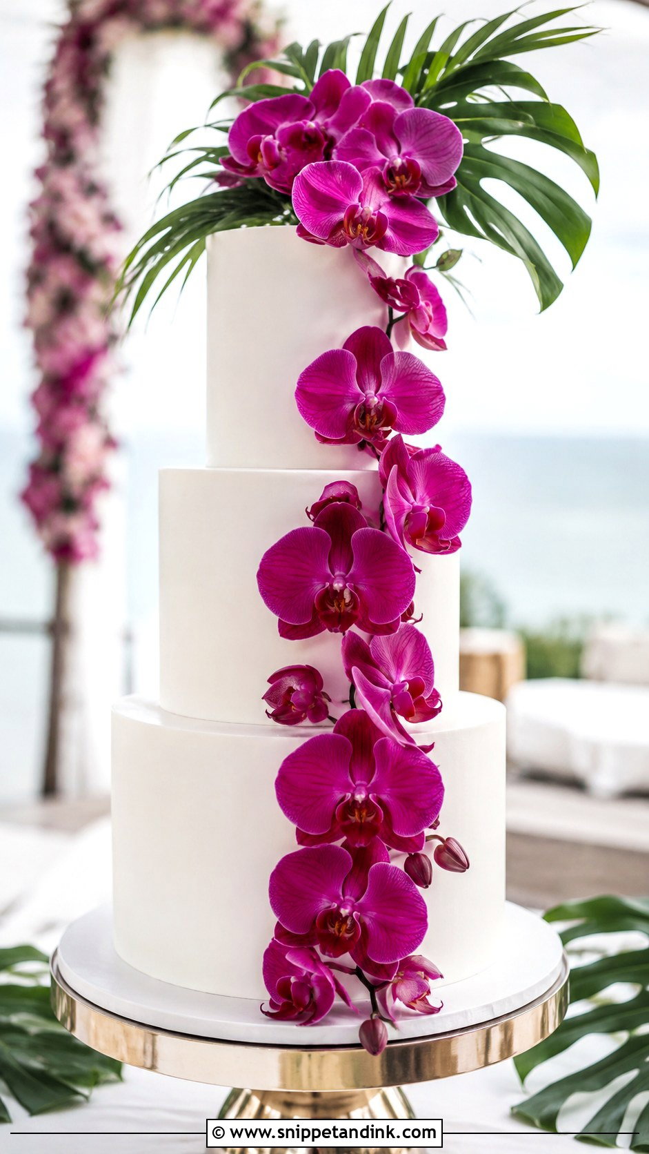Magenta Orchid Wedding Cake - Snippet and Ink - 20 Magenta Wedding Cake Ideas