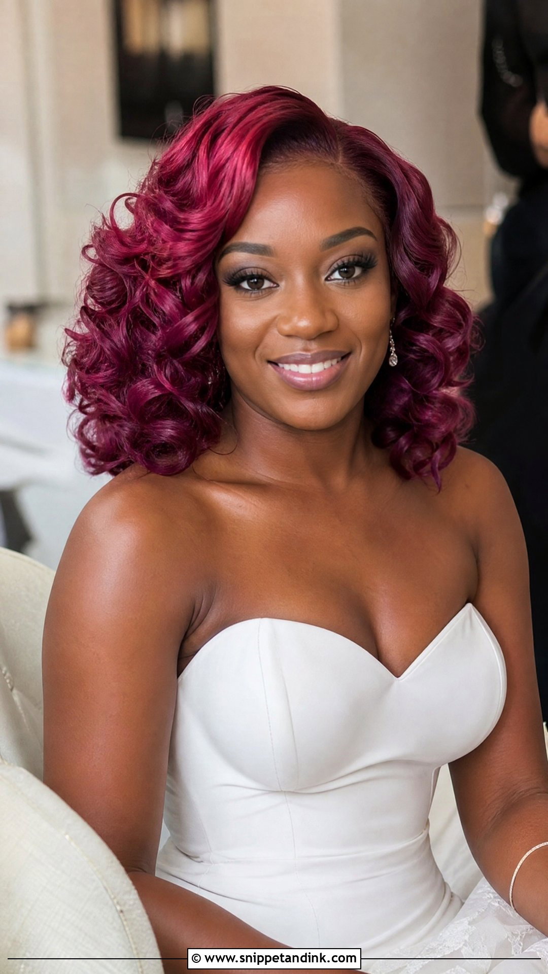 Magenta Pink Bridal Curls - Snippet and Ink - 20 Pink Hair Wedding Ideas