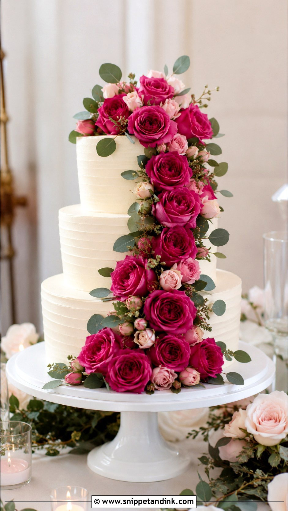 Magenta Rose Wedding Cake - Snippet and Ink - 20 Magenta Wedding Cake Ideas