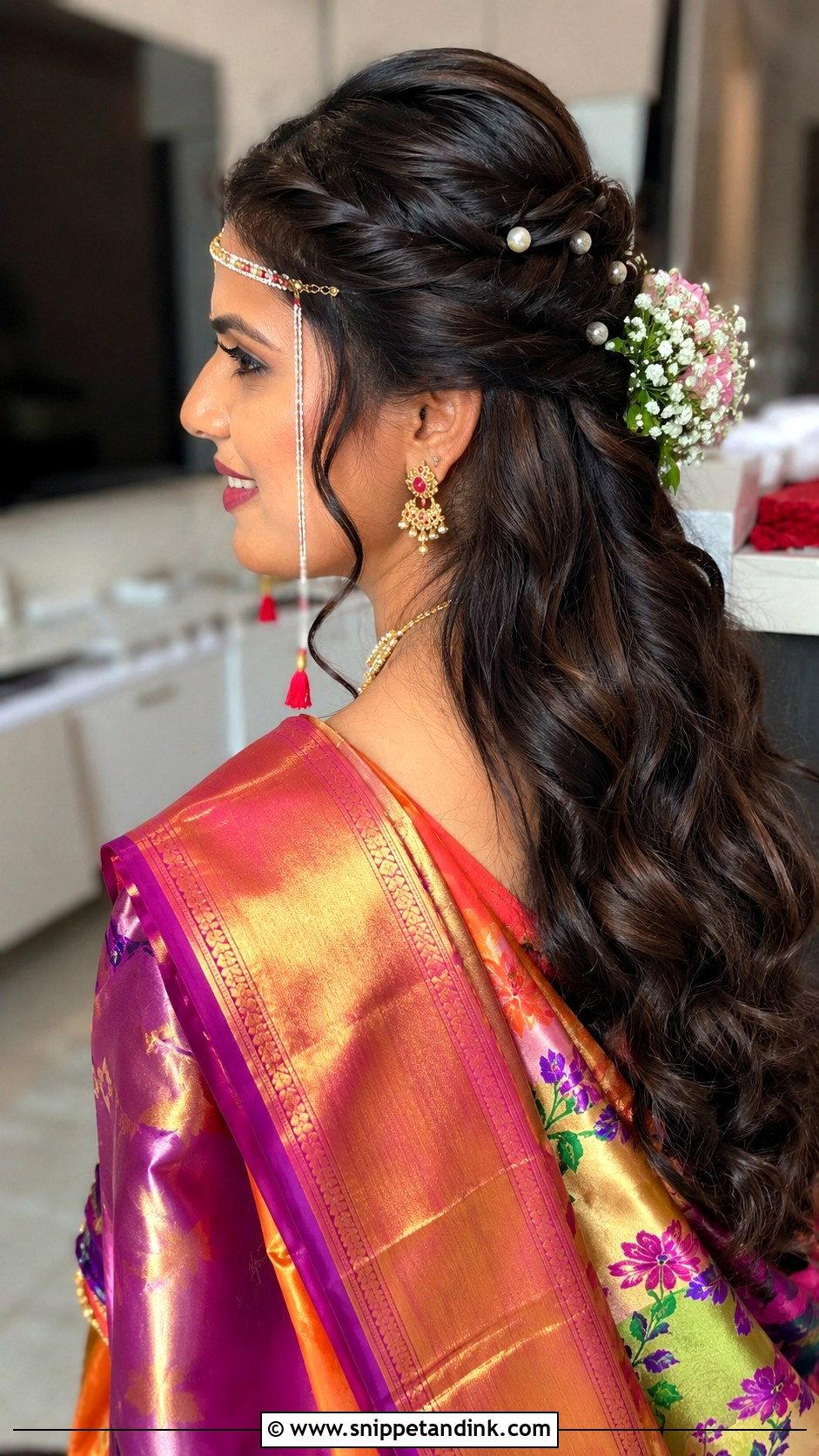 Maharashtrian Bridal Half Up Hairstyle - Snippet and Ink - 15 Maharashtrian Bridal Hairstyles