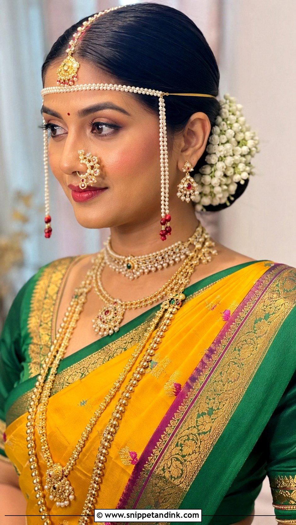 Maharashtrian Bridal Low Bun - Snippet and Ink - 15 Maharashtrian Bridal Hairstyles