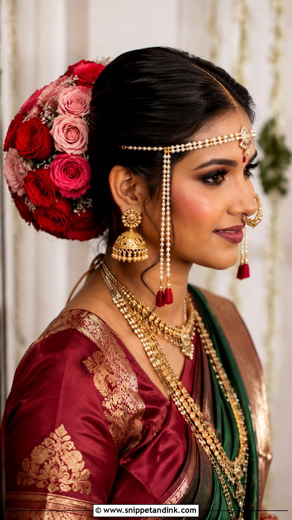 Maharashtrian Bridal Rose Bun - Snippet and Ink - 15 Maharashtrian Bridal Hairstyles