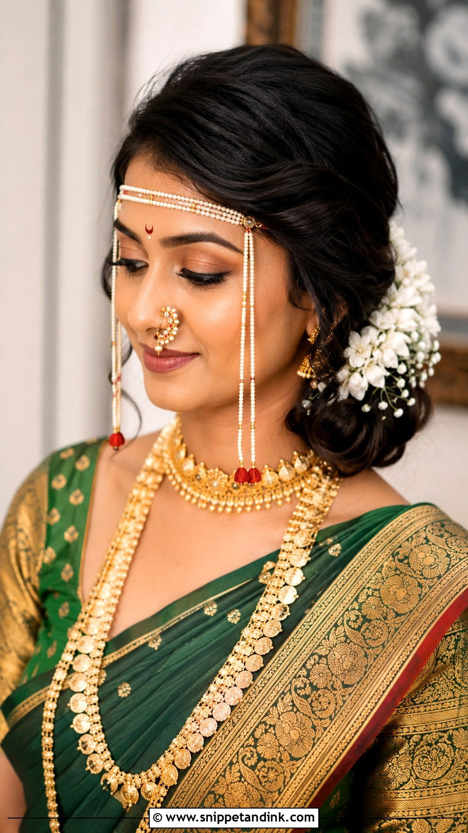 Maharashtrian Bridal Side Bun - Snippet and Ink - 15 Maharashtrian Bridal Hairstyles