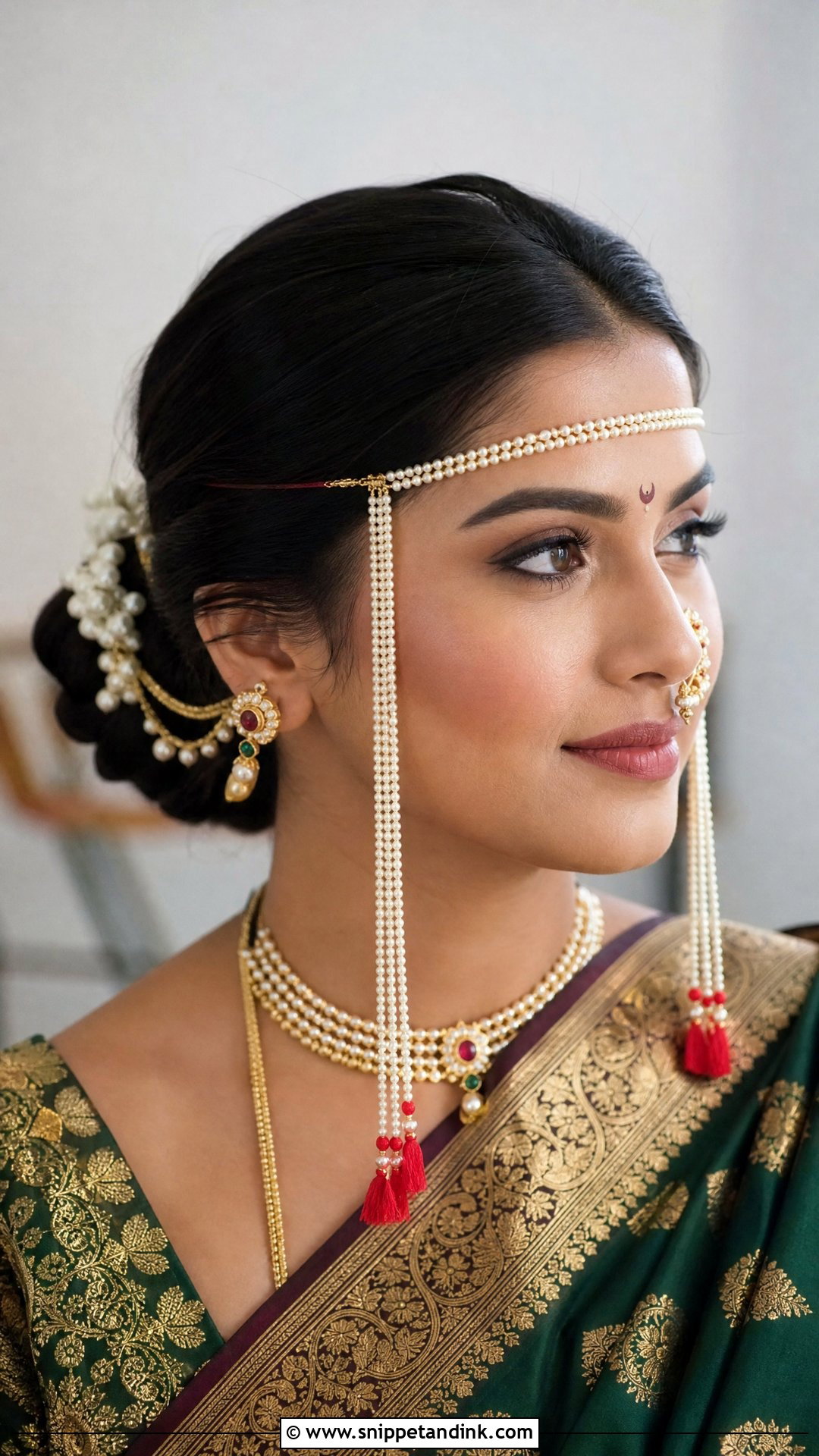 Maharashtrian Bun With Mundavalya - Snippet and Ink - 20 Traditional Indian Wedding Hairstyles