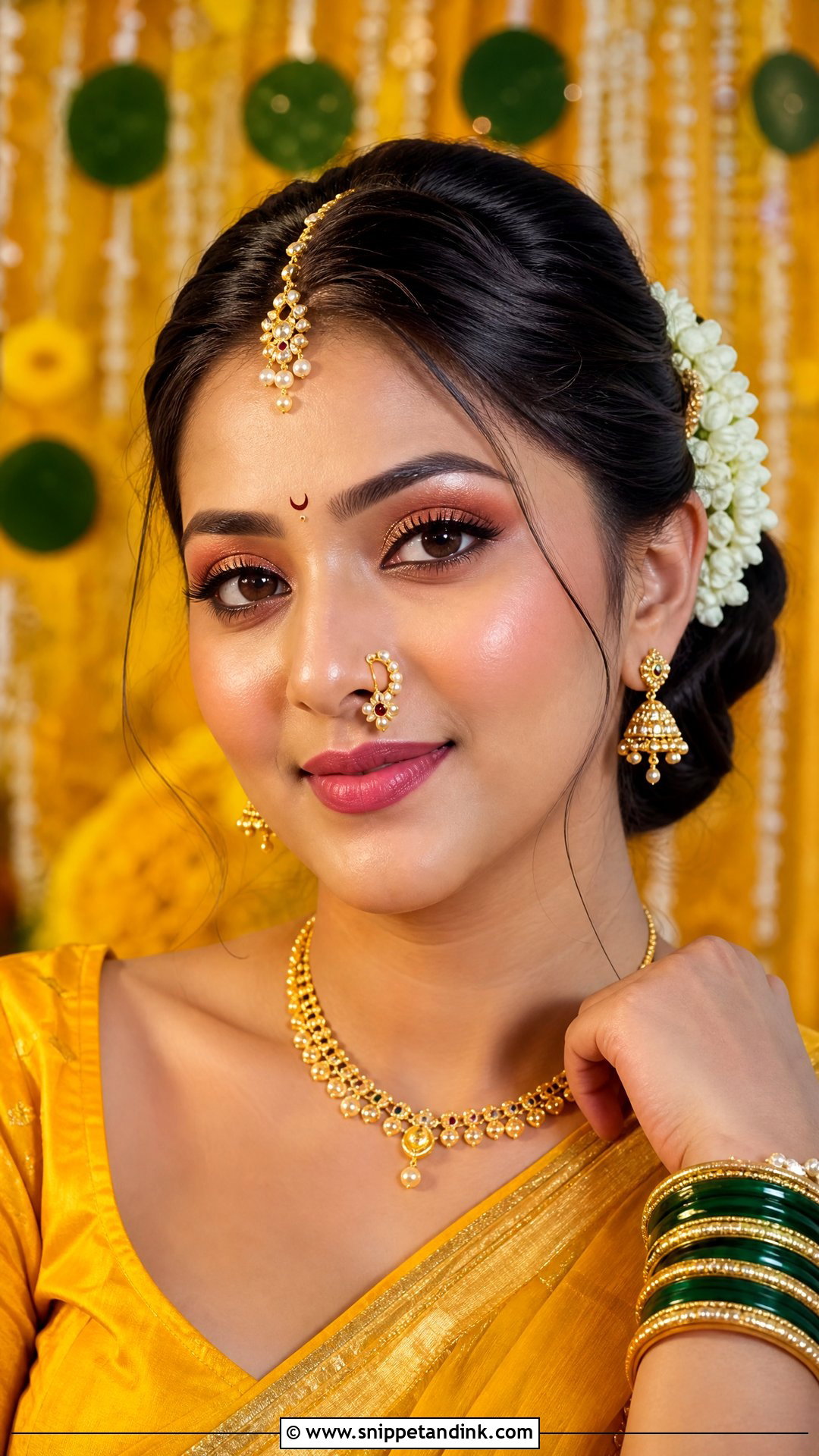 Maharashtrian Haldi Makeup Look - Snippet and Ink - 25 Haldi Makeup Look for Bride Ideas