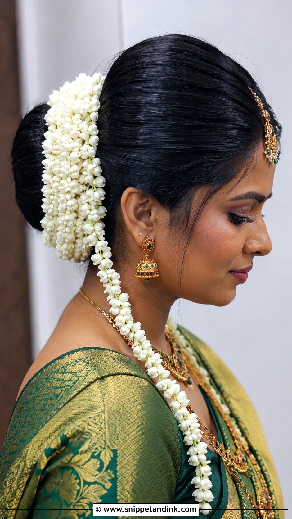 Maharashtrian Style Bun With Jasmine - Snippet and Ink - 20 South Indian Bride Hairstyle with Jasmine Flowers