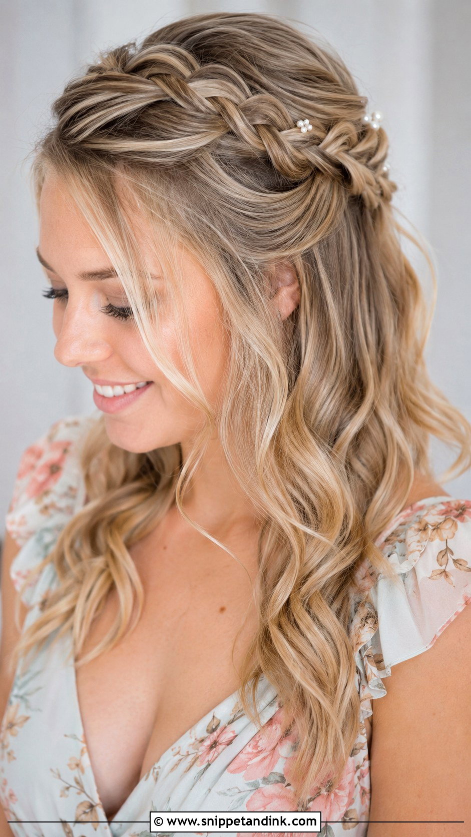 Maid Of Honor Braided Half Up Hair - Snippet and Ink - 30 Maid of Honor Hair Ideas