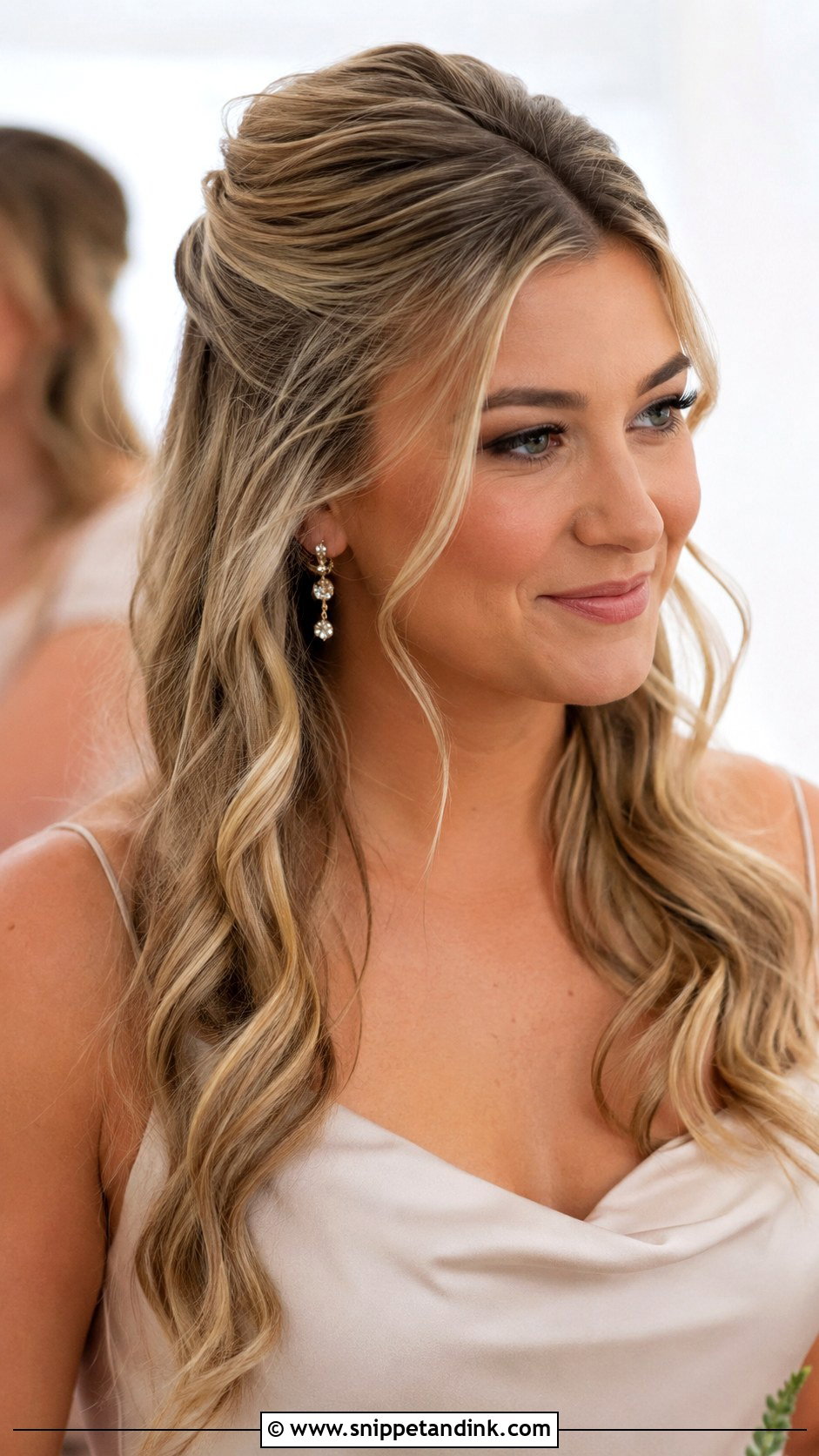 Maid Of Honor Half Up Half Down Hair - Snippet and Ink - 30 Maid of Honor Hair Ideas