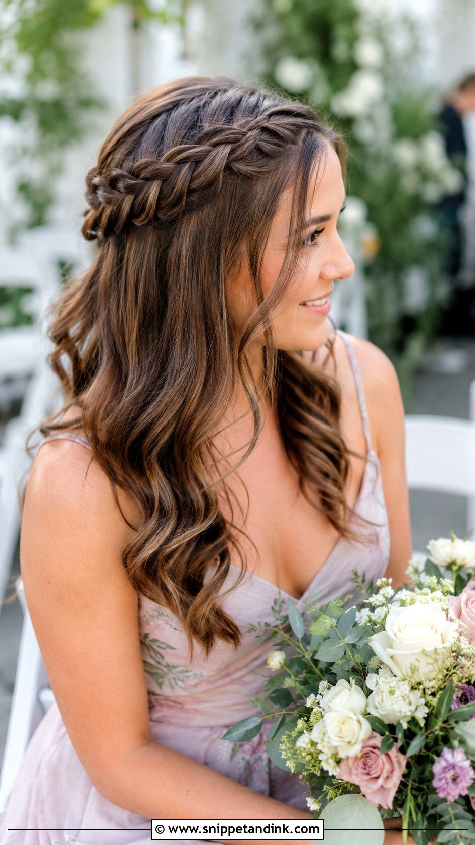 Maid Of Honor Waterfall Braid - Snippet and Ink - 15 Maid of Honor Wedding Hair Ideas