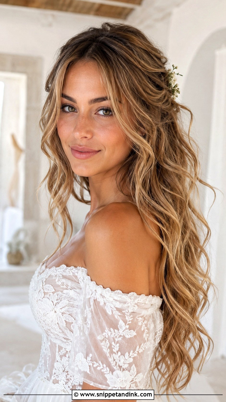 Mamma Mia Wedding Hair With Long Layered Waves - Snippet and Ink - 20 Mama Mia Wedding Hair Ideas