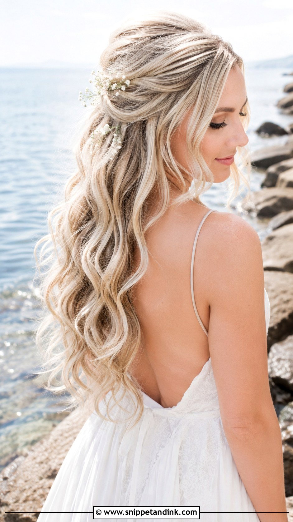 Mamma Mia Wedding Hair With Loose Mermaid Waves - Snippet and Ink - 20 Mama Mia Wedding Hair Ideas